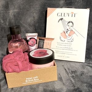 Rose bath set with body gloves